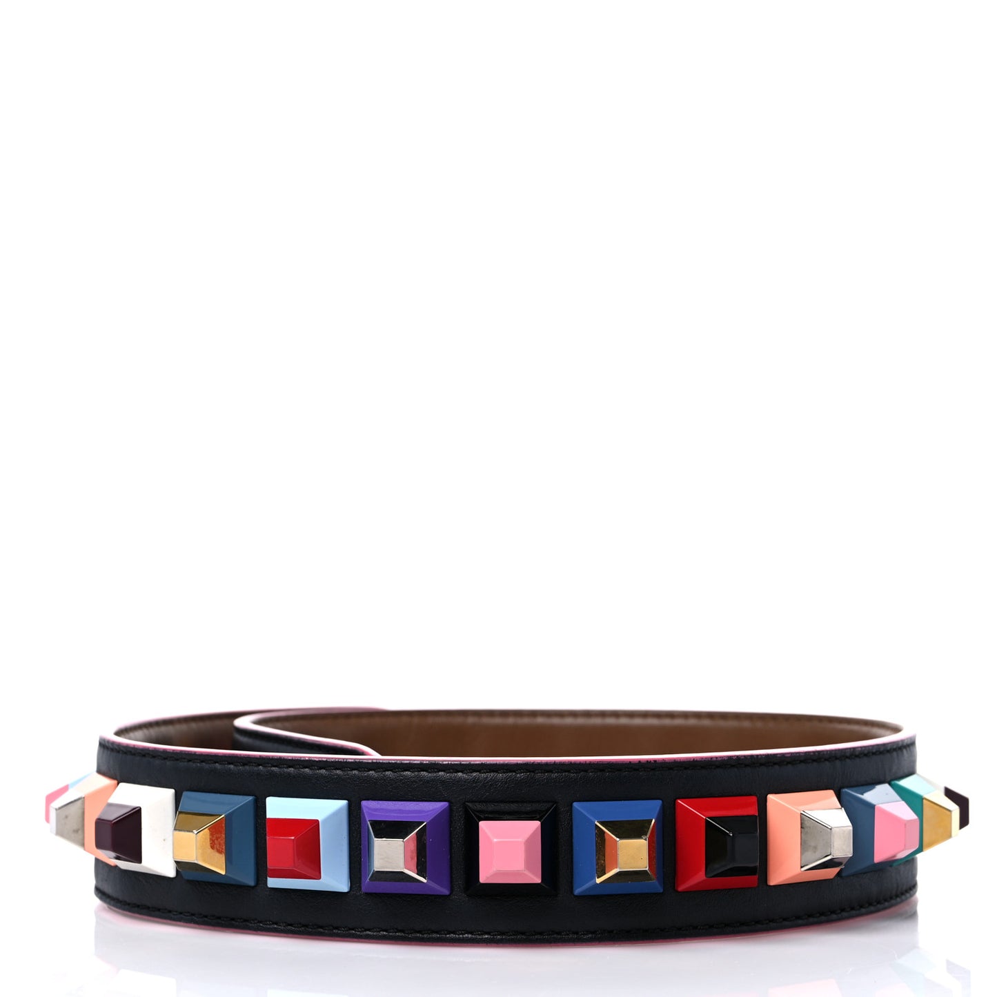 Vitello Dolce Plexiglass Bi-Color Studded Strap You Black Brownie Multicolor