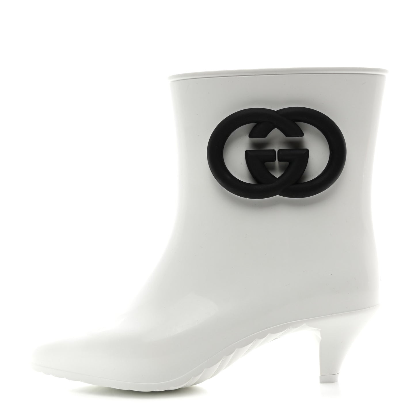 Rubber Womens Interlocking G Ankle Boot Pumps 36 Great White Black