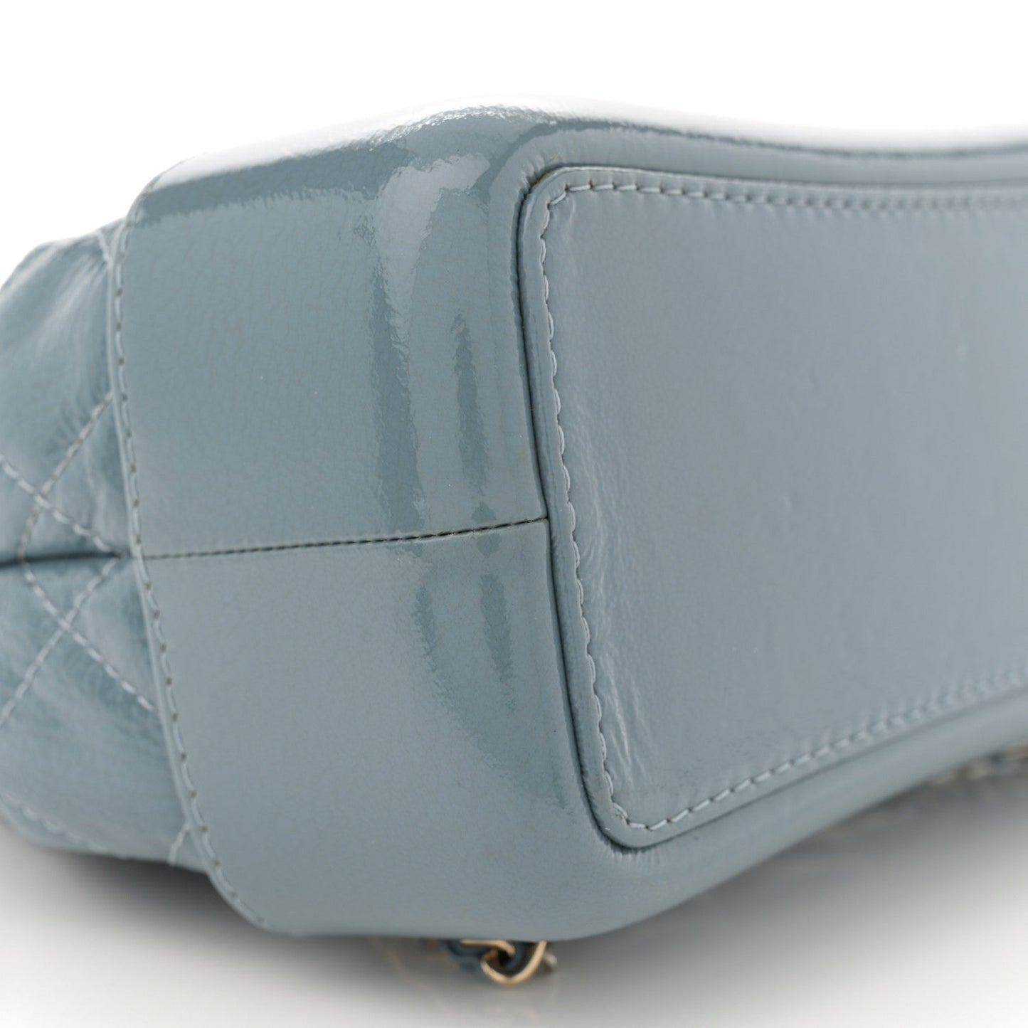 Patent Goatskin Quilted Small Gabrielle Backpack Blue