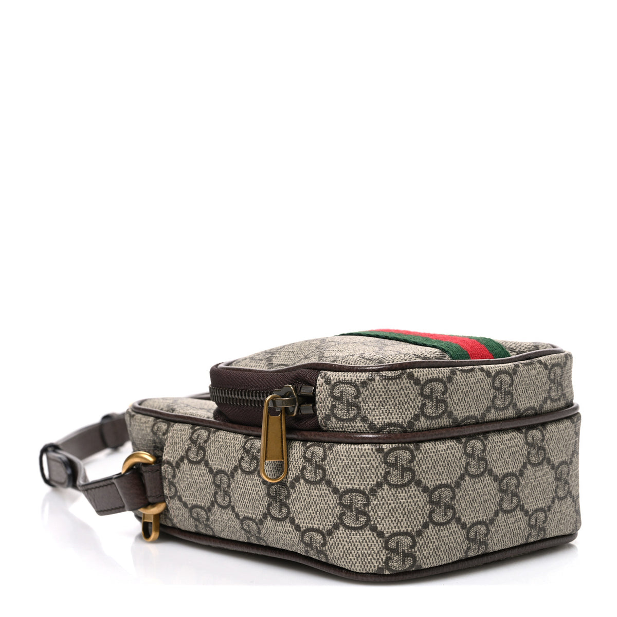 Gucci GG Supreme Monogram Web Mini Ophidia Double Zip Messenger Bag Beige New Acero 4 of 10