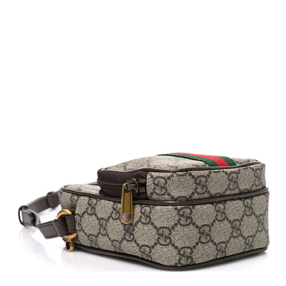 Gucci GG Supreme Monogram Web Mini Ophidia Double Zip Messenger Bag Beige New Acero 4 of 10