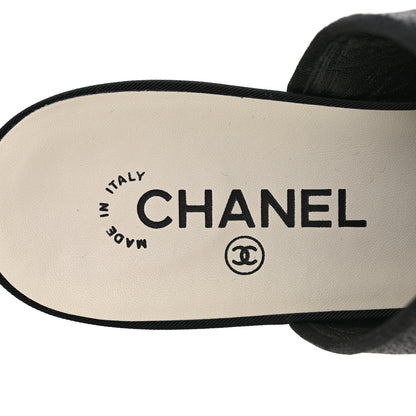 Chanel Fabric Glitter Cap Toe Logo Pumps 40 Black 7 of 9