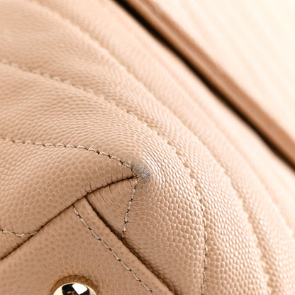 Chanel Caviar Chevron Quilted Medium Coco Handle Flap Beige 26 of 27