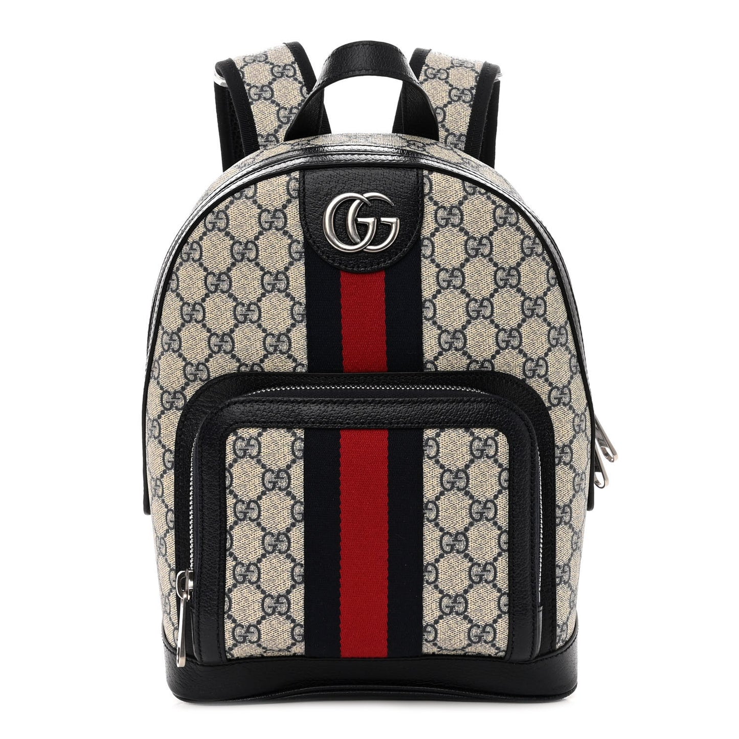 GG Supreme Monogram Textured Dollar Calfskin Web Small Ophidia Day Backpack Beige Blue Black