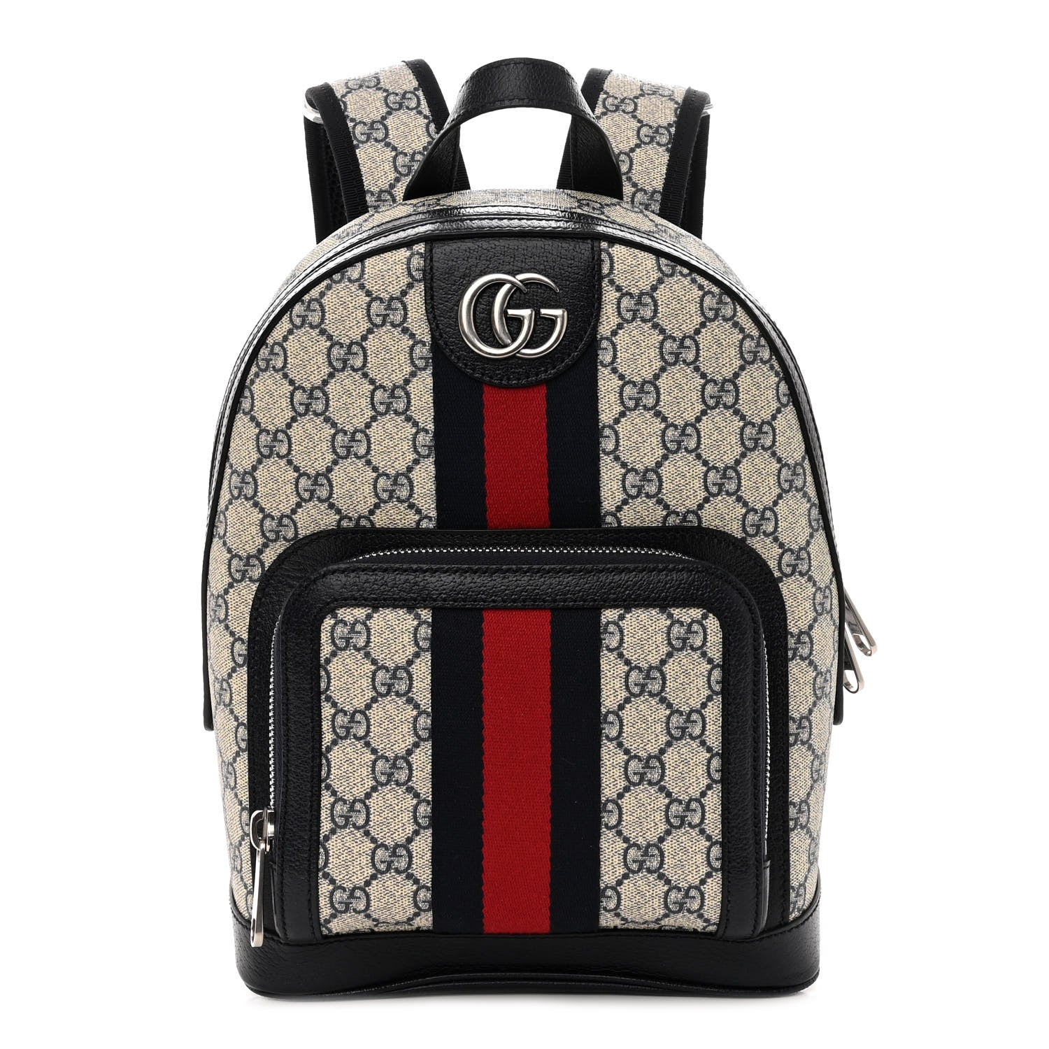 Gucci GG Supreme Monogram Textured Dollar Calfskin Web Small Ophidia Day Backpack Beige Blue Black 1 of 9