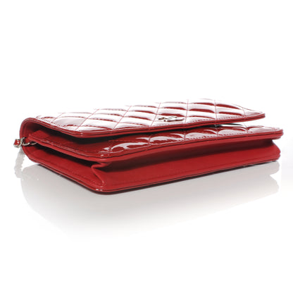 Chanel Patent Quilted Wallet On Chain WOC Red 4 of 9