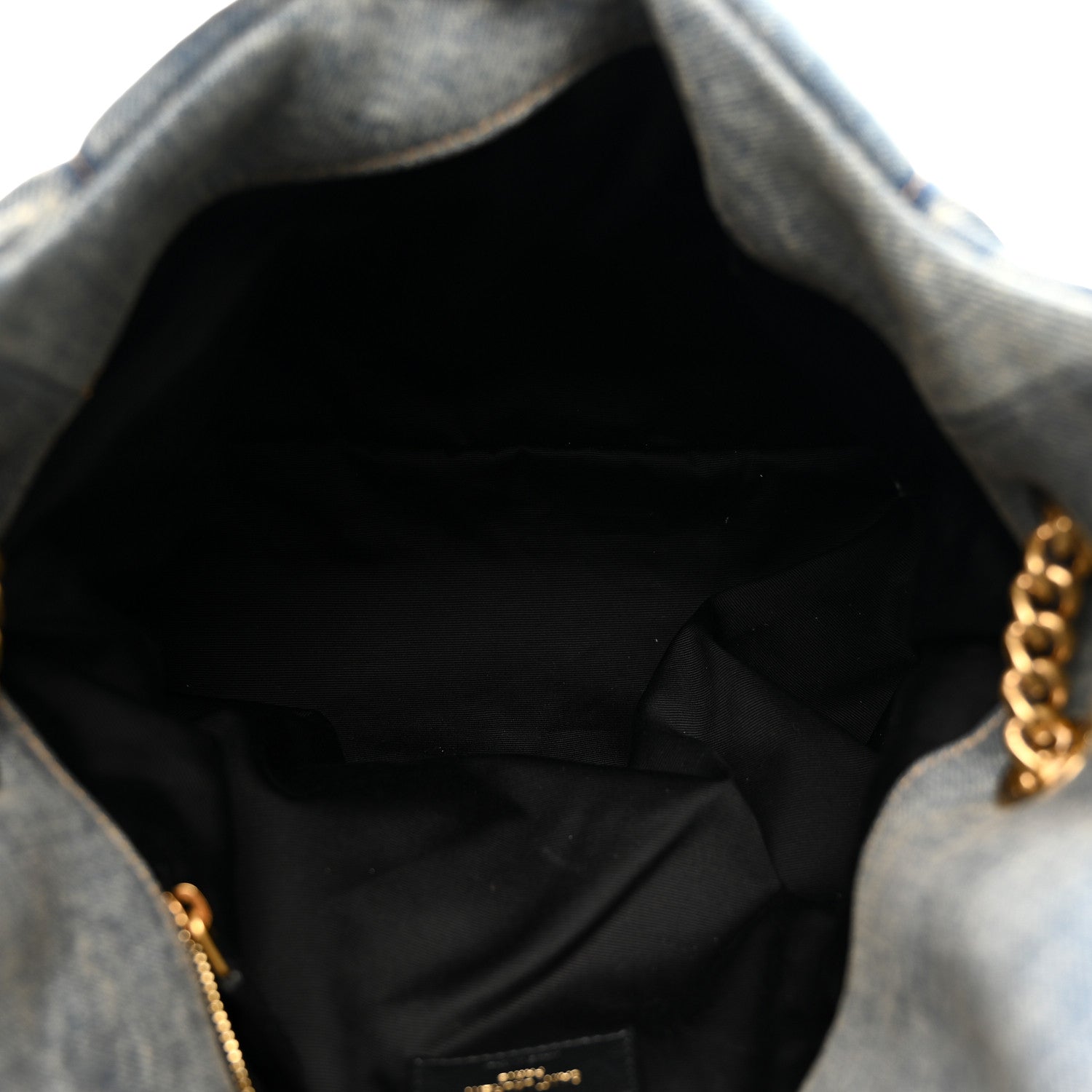 Saint Laurent Denim Quilted Medium Loulou Puffer Monogram Chain Satchel Blue Cinnamon 5 of 10