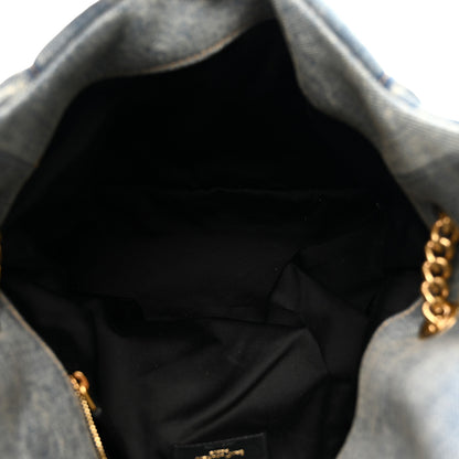 Saint Laurent Denim Quilted Medium Loulou Puffer Monogram Chain Satchel Blue Cinnamon 5 of 10