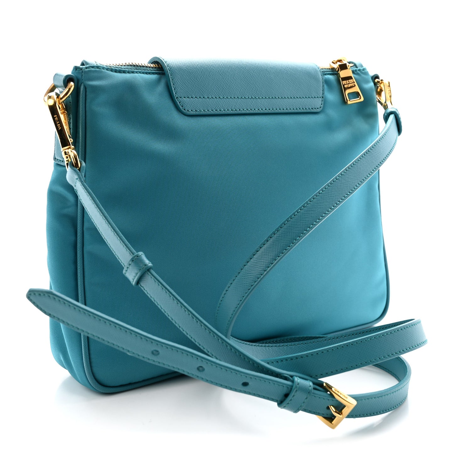 Tessuto Nylon Saffiano Crossbody Bag Turchese