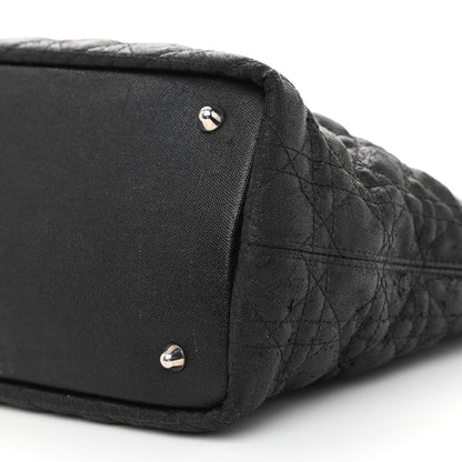 Christian Dior Coated Canvas Cannage Small Panarea Tote Black 10 of 15