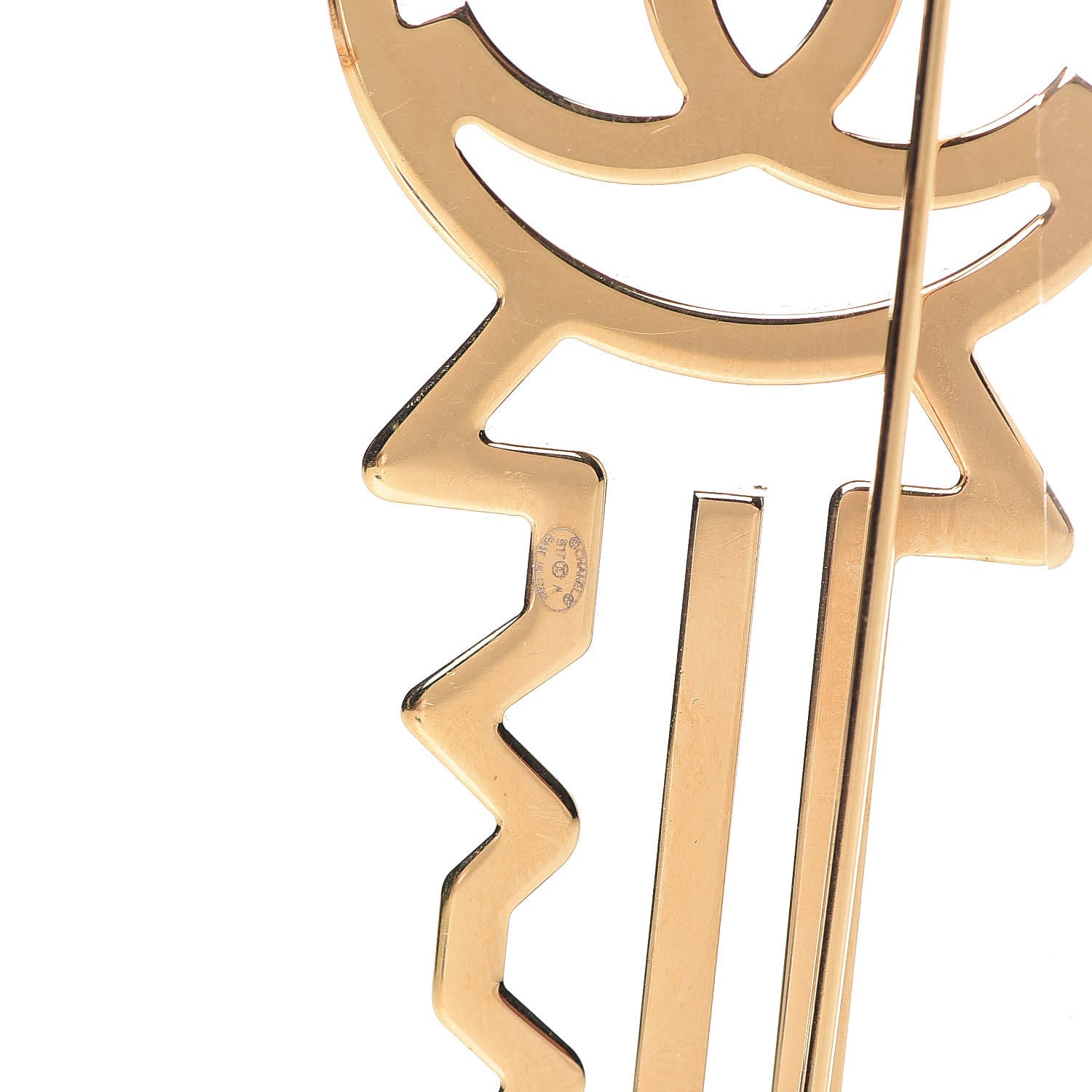 Chanel Crystal CC Key Brooch Black Gold 4 of 5
