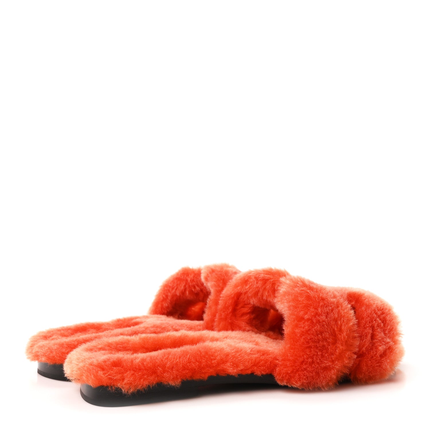 Hermes Woolskin Oran Sandals 37.5 Orange 5 of 9