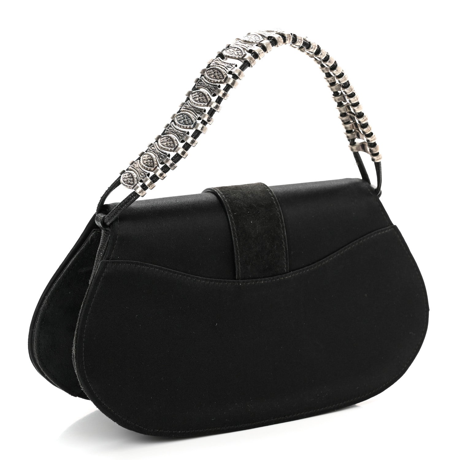 Christian Dior Satin Suede Charms Bag Black 3 of 9