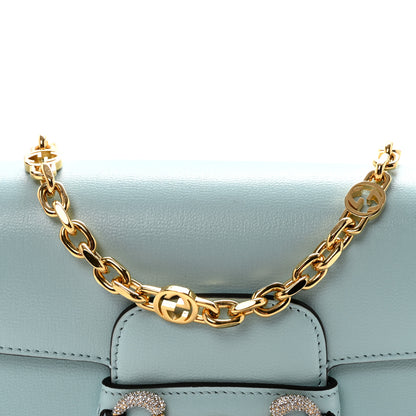 Gucci Azalea Calfskin Crystal GG Monogram Mini Horsebit 1955 Shoulder Bag Light Blue 8 of 10