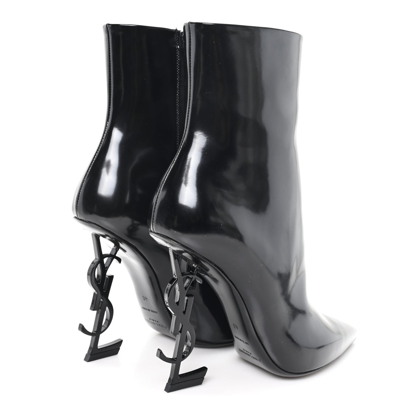 Glazed Calfskin Opyum Ankle Boots 40 Black
