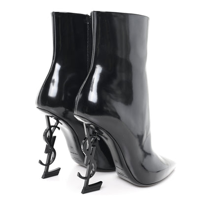 Saint Laurent Glazed Calfskin Opyum Ankle Boots 40 Black 5 of 9