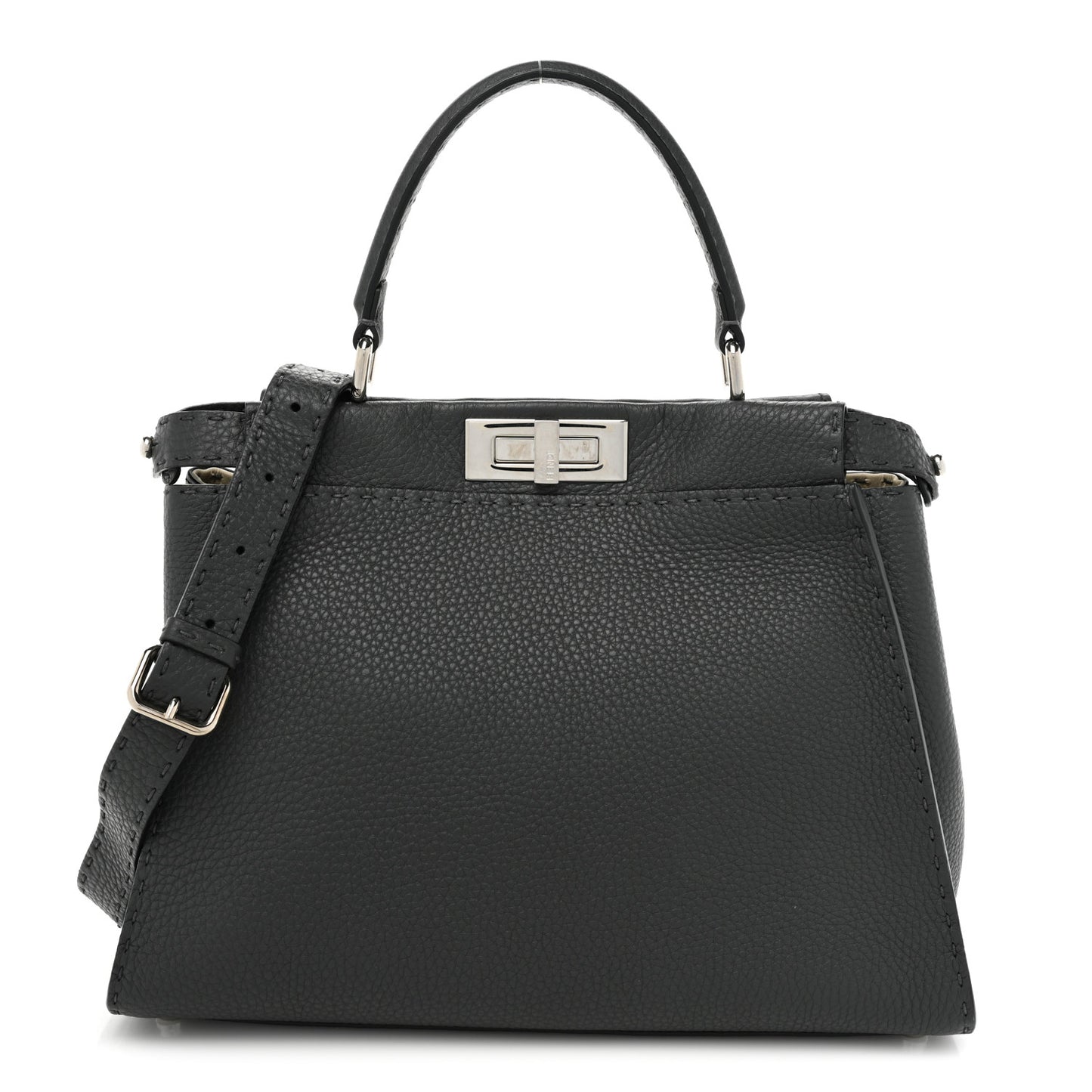 Cuoio Romano Selleria Bi-Color Medium Peekaboo Iconic Satchel Asfalto Latte