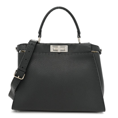 Fendi Cuoio Romano Selleria Bi-Color Medium Peekaboo Iconic Satchel Asfalto Latte 1 of 10