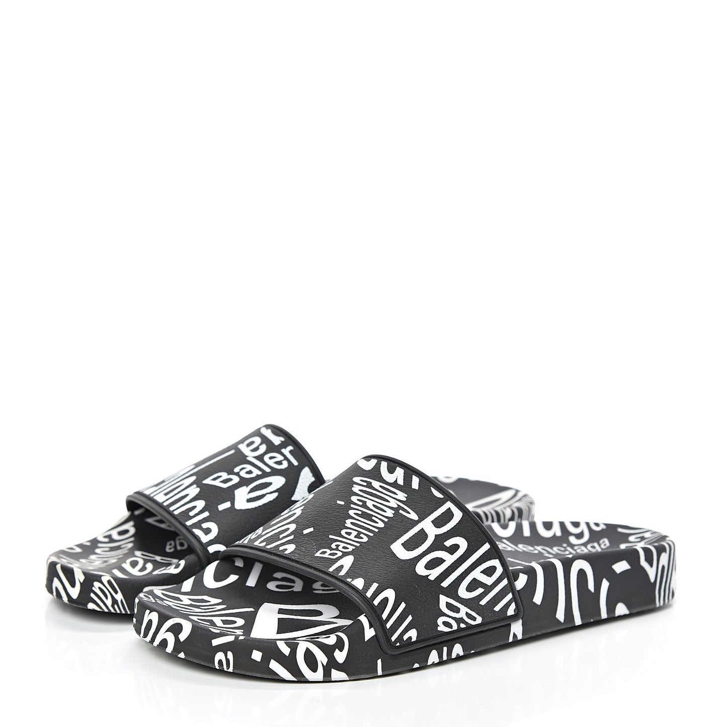 Rubber Wave Printed Womens Logo Pool Slide Sandals 36 Black