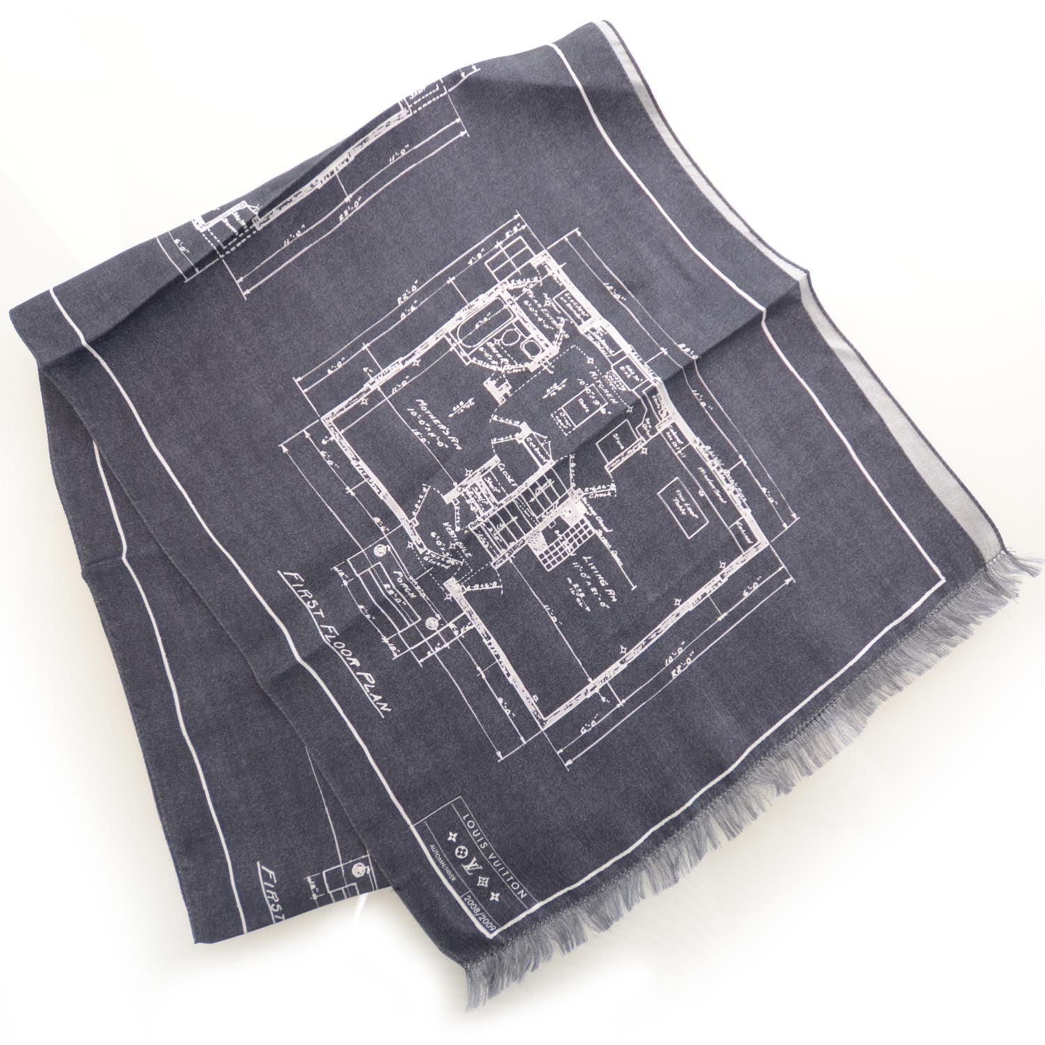 Louis Vuitton Silk Floor Plan Print Scarf Blue 1 of 5