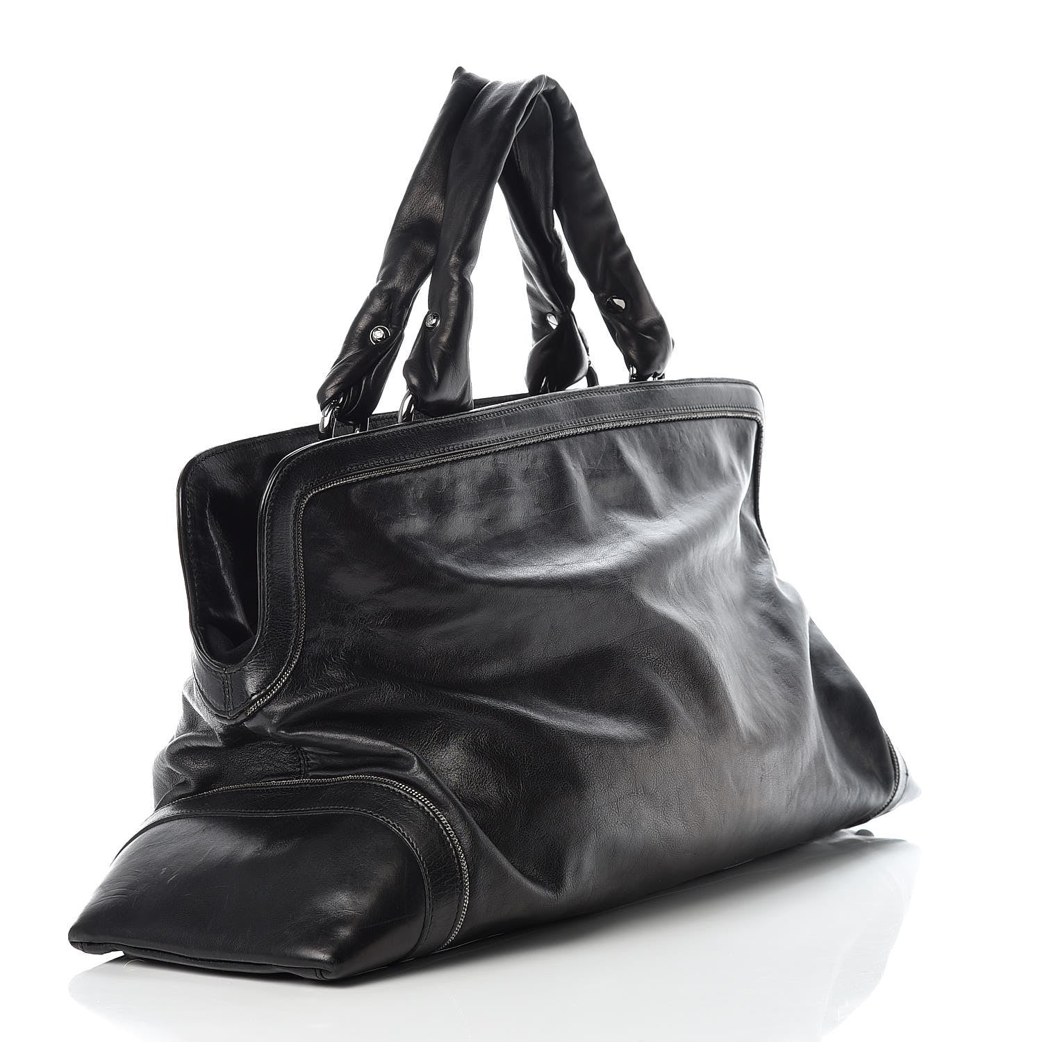 Chanel Lambskin East West Soho Shopper Black 3 of 15