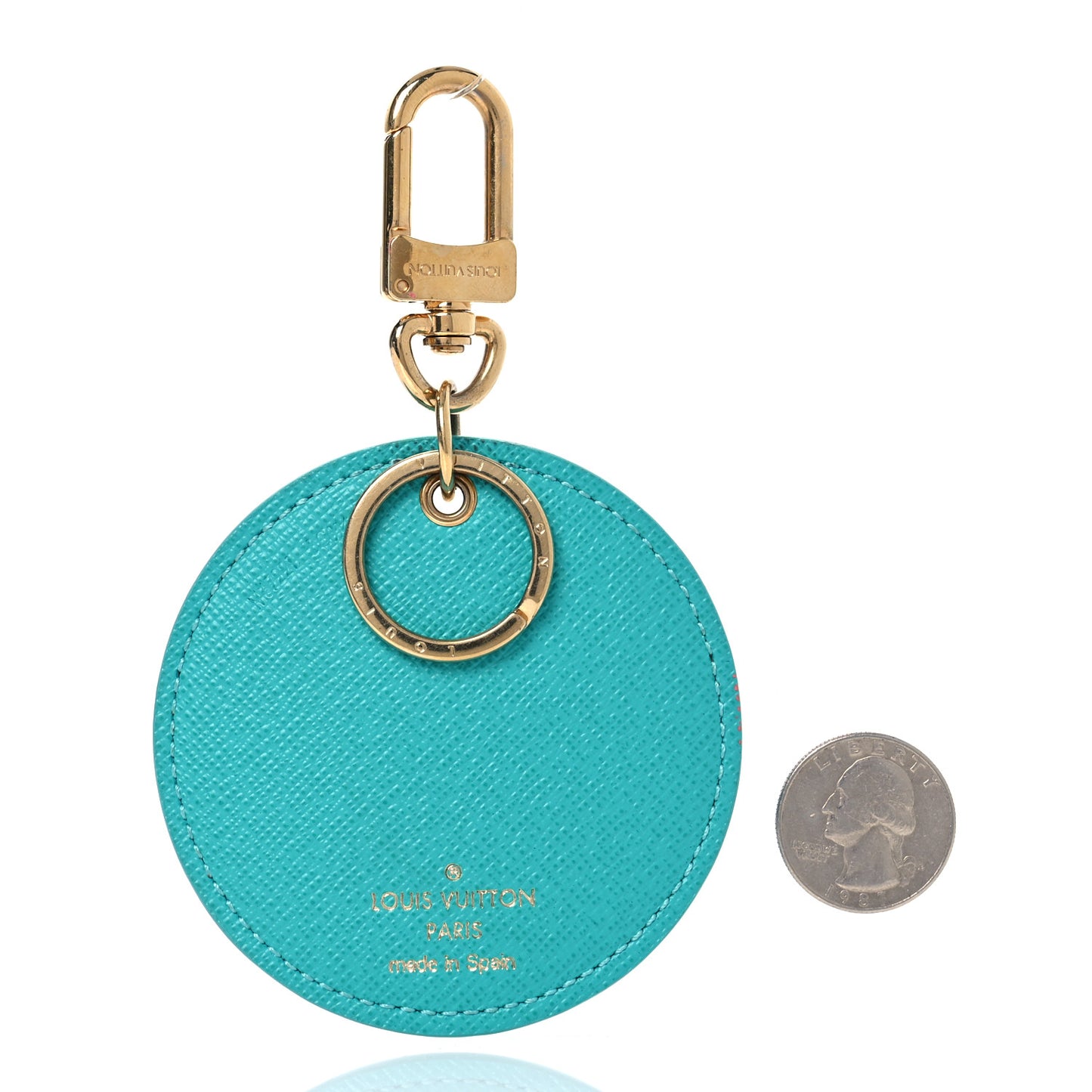 Monogram Illustre V Bag Charm Key Ring Turquoise