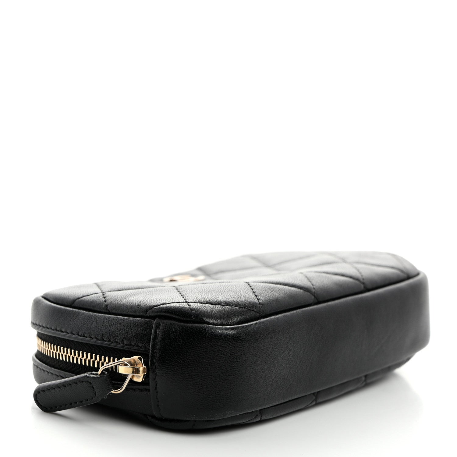 Chanel Lambskin Quilted Small Curvy Pouch Cosmetic Case Black 4 of 8