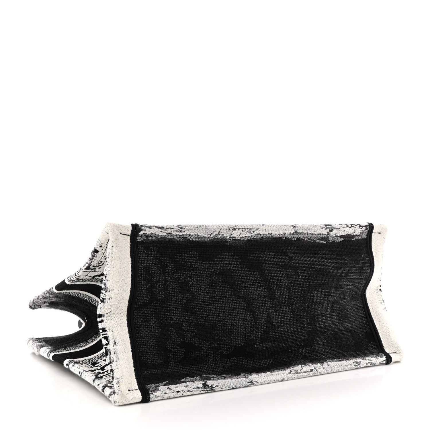 Christian Dior Canvas Embroidered Medium New York Book Tote Black White 4 of 12