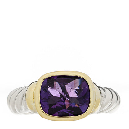 David Yurman Sterling Silver 14K Yellow Gold Amethyst 10mm Noblesse Ring 54 7 1 of 5