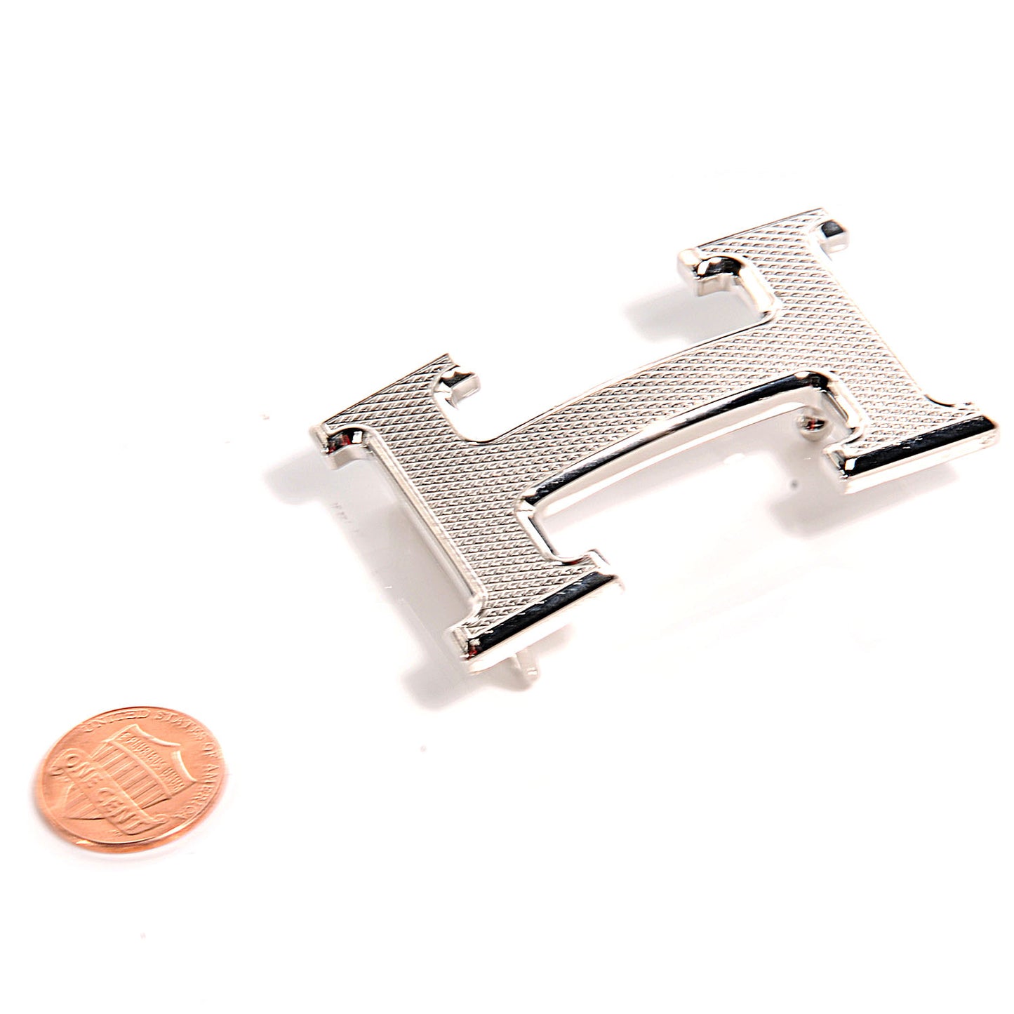 Palladium H Guilloche Belt Buckle Silver