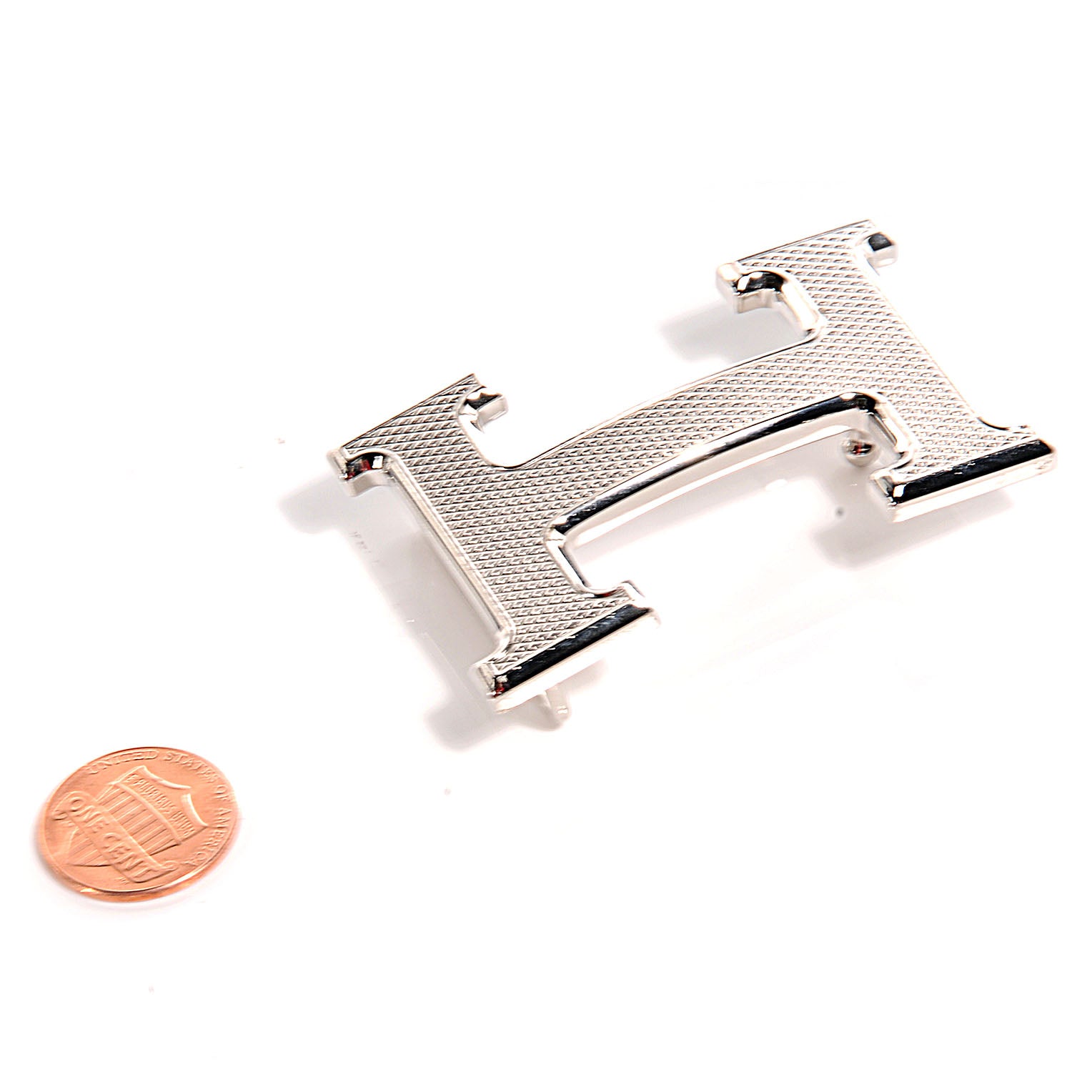 Hermes Palladium H Guilloche Belt Buckle Silver 2 of 5