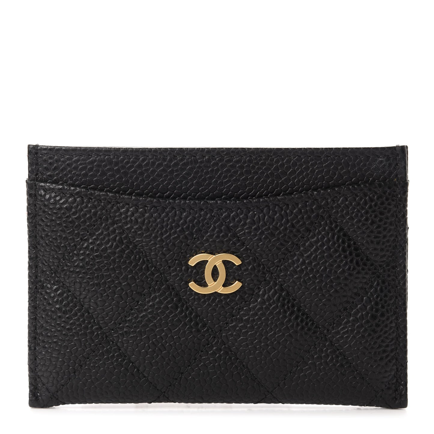 Caviar Quilted Card Holder Black