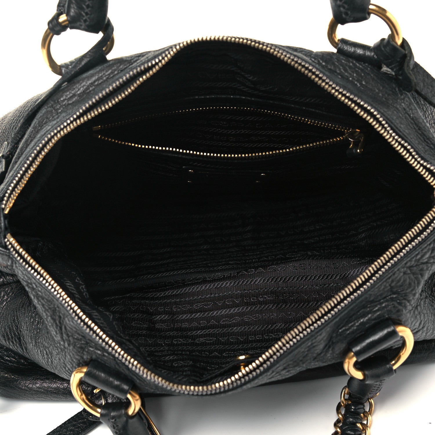 Prada Cervo Deerskin Chain Shoulder Bag Black 4 of 7