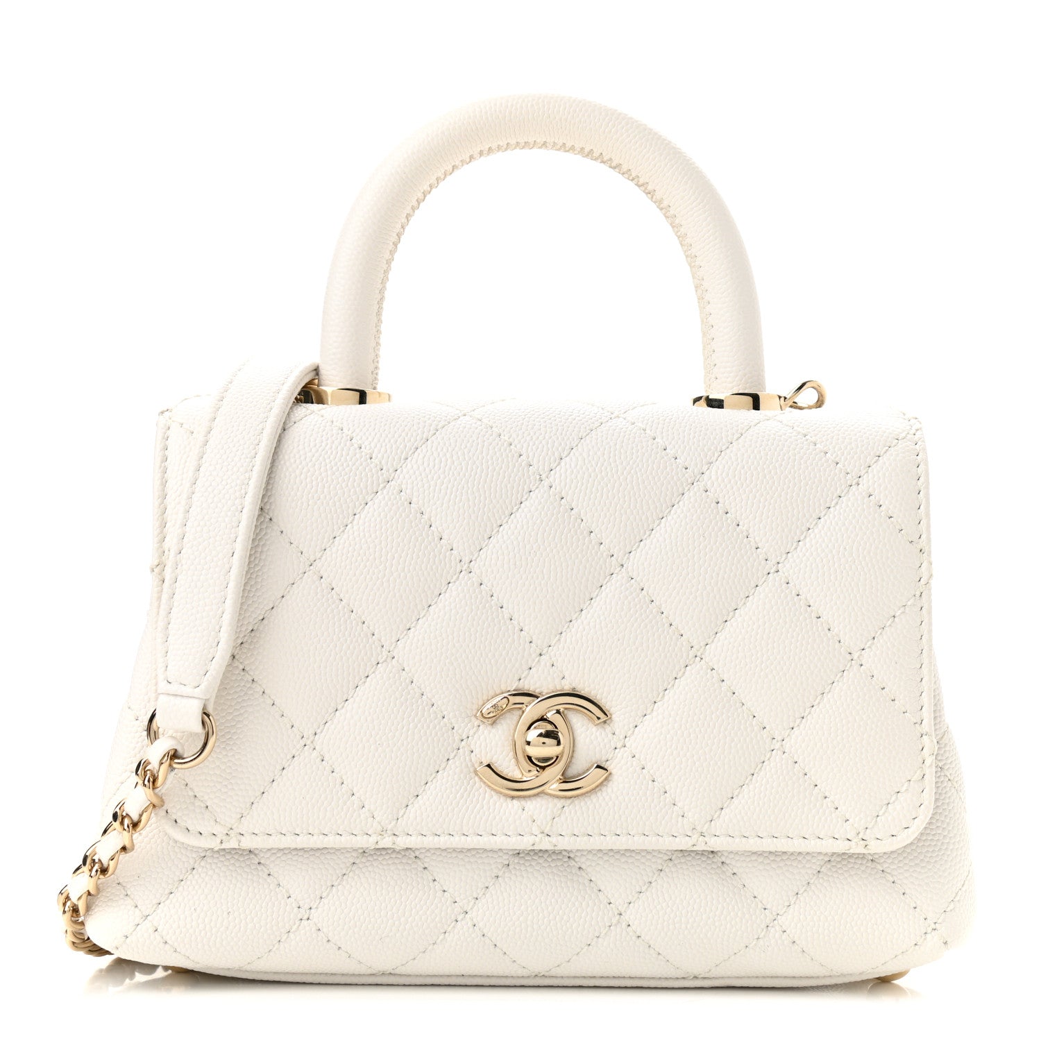 Chanel Caviar Quilted Extra Mini Coco Handle Flap White 1 of 11