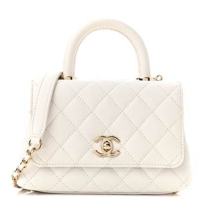 Chanel Caviar Quilted Extra Mini Coco Handle Flap White 1 of 11