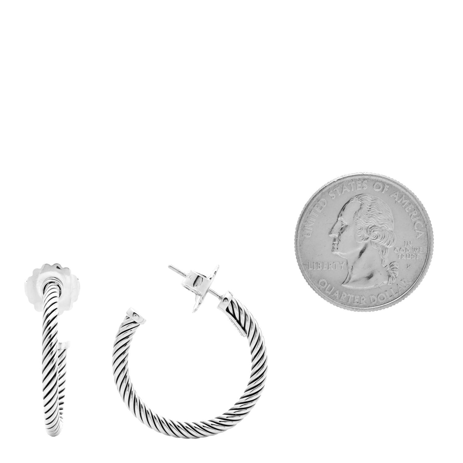 David Yurman Sterling Silver Small Cable Classics Hoop Earrings 2 of 4