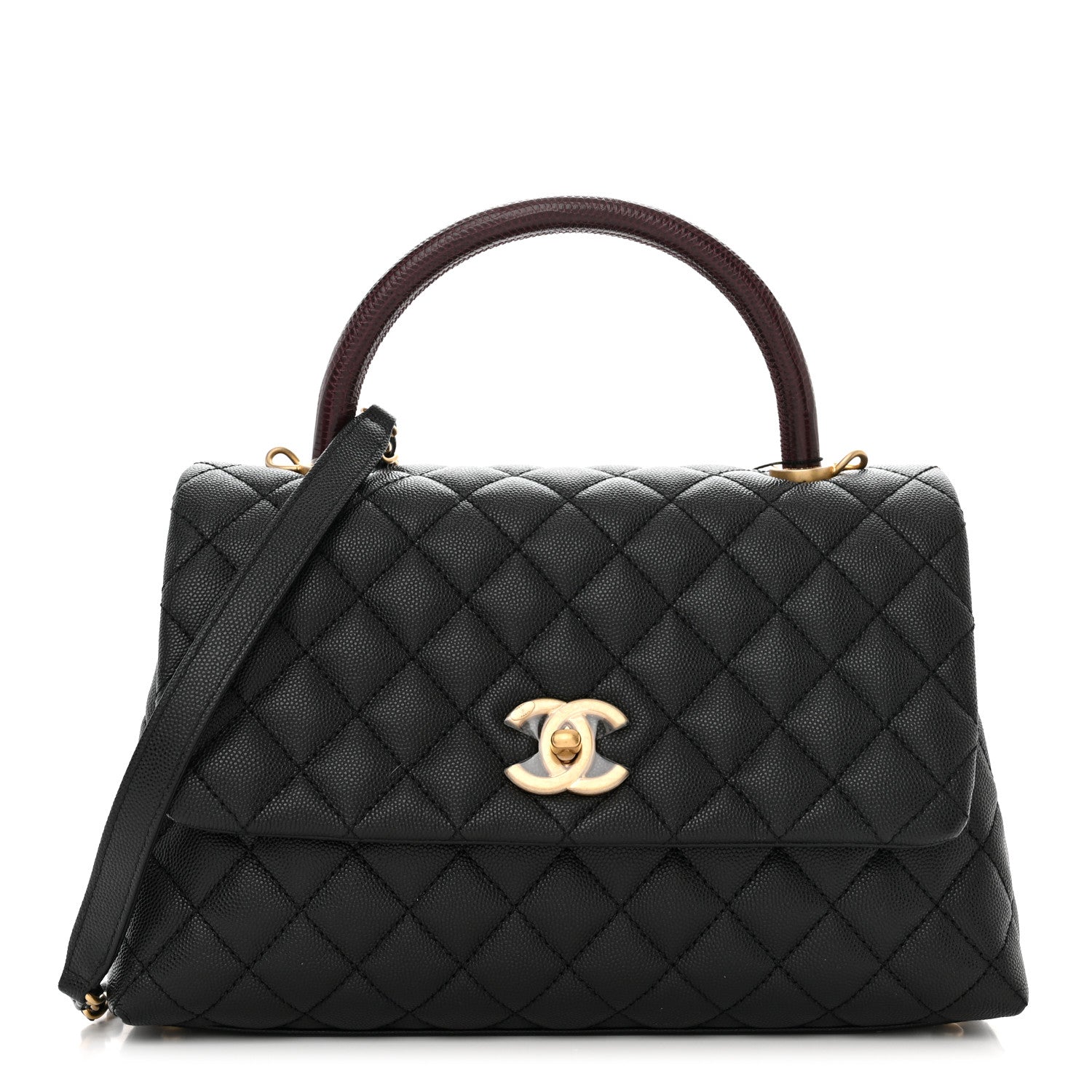 Chanel Caviar Lizard Embossed Quilted Small Coco Handle Flap Black 1 of 10