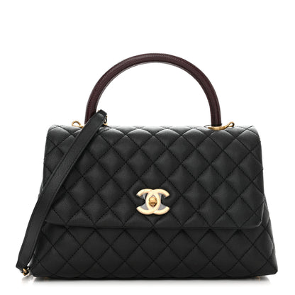 Chanel Caviar Lizard Embossed Quilted Small Coco Handle Flap Black 1 of 10