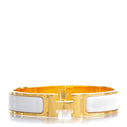 Hermes Enamel Narrow Clic Clac H Bracelet PM White 1 of 4