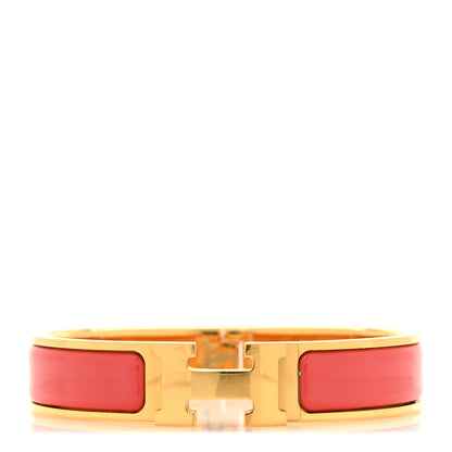 Hermes Enamel Narrow Clic Clac H Bracelet PM Rouge Corail 1 of 5