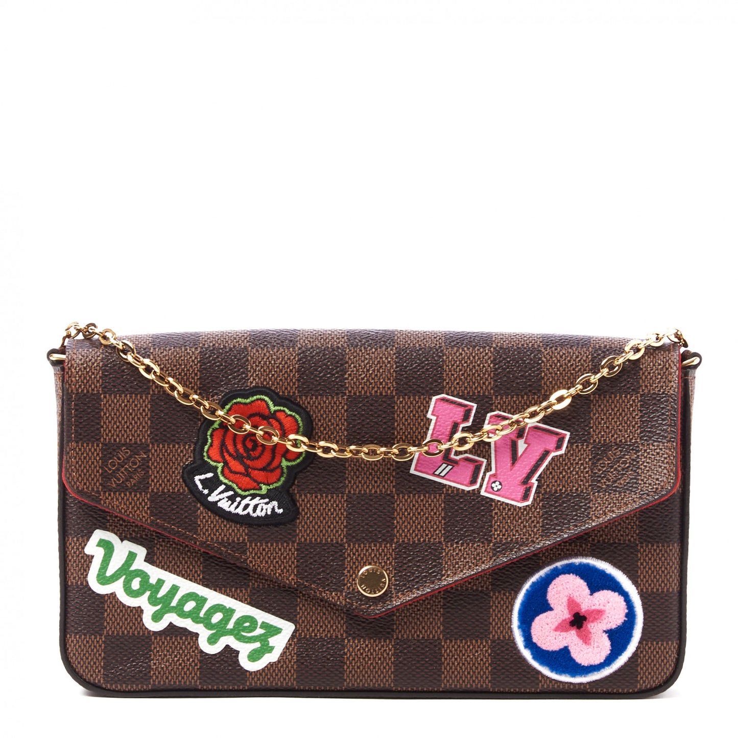 Damier Ebene LV Stories Pochette Felicie Chain Wallet