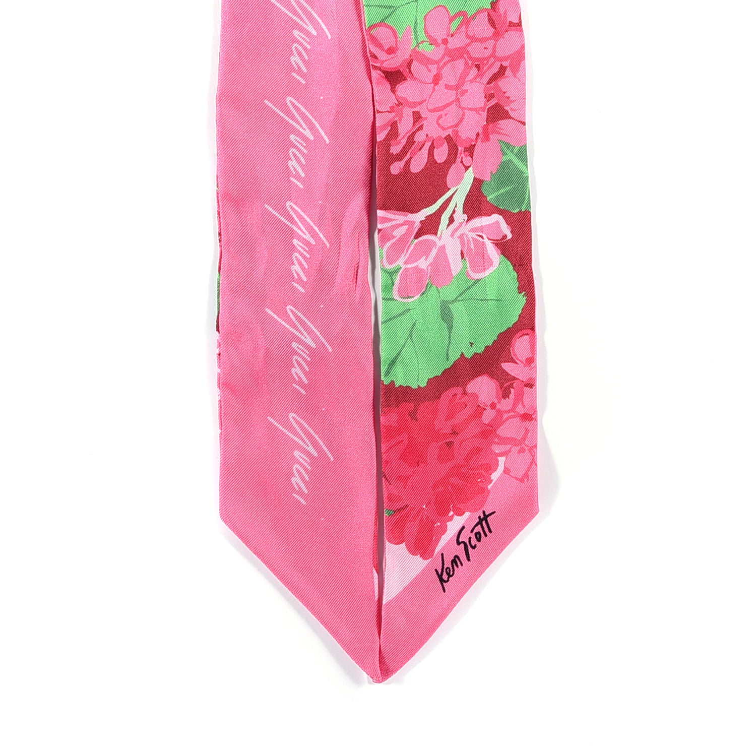 Gucci X KEN SCOTT Silk Twill Zettina Neck Bow Scarf Ivory Pink 2 of 3
