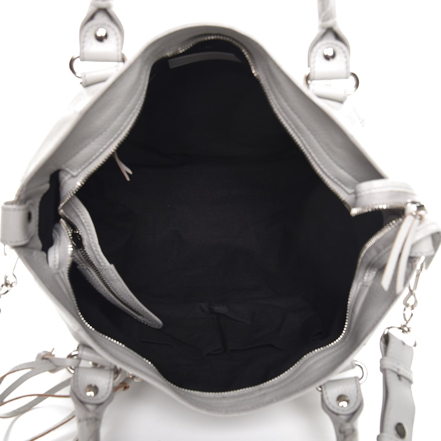 Chevre Silver Metallic Edge Hardware Velo Gris Perle