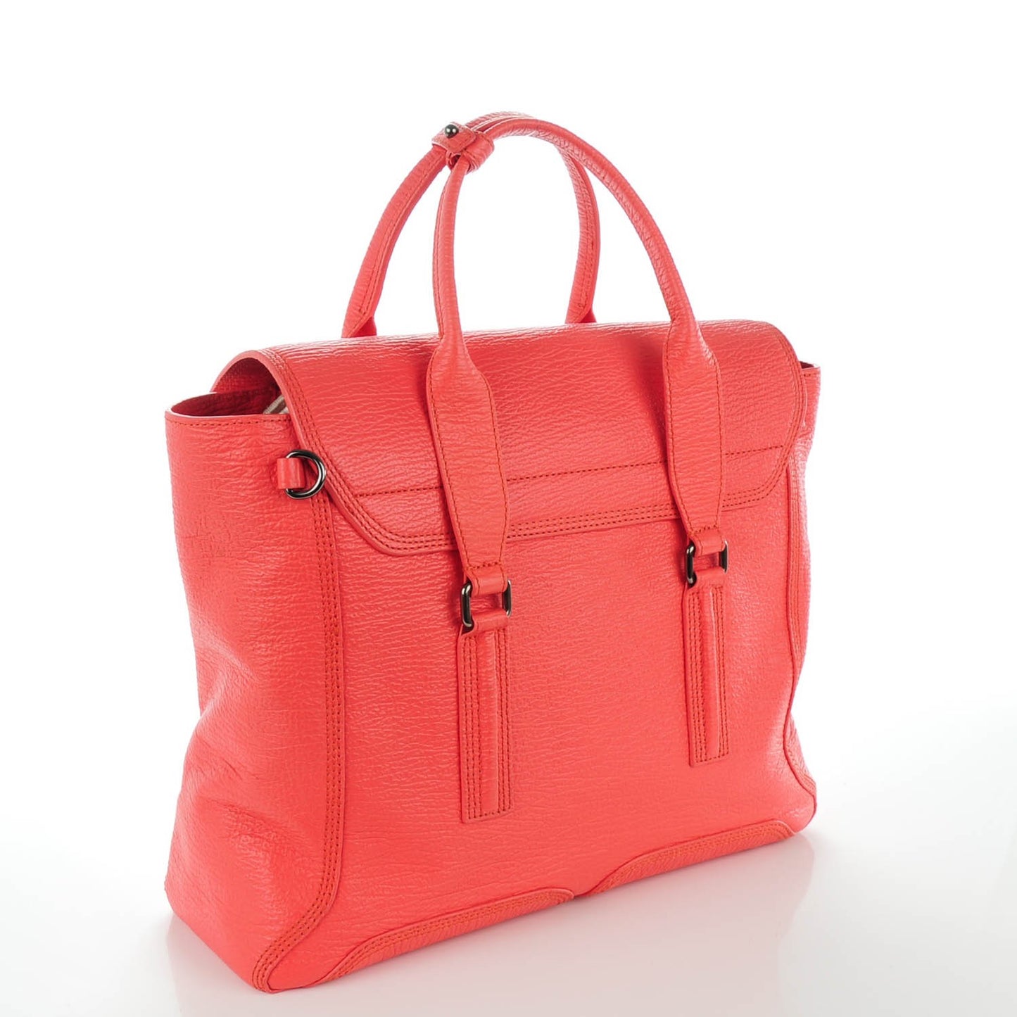 3.1 Textured Calfskin Large Pashli Satchel Coral