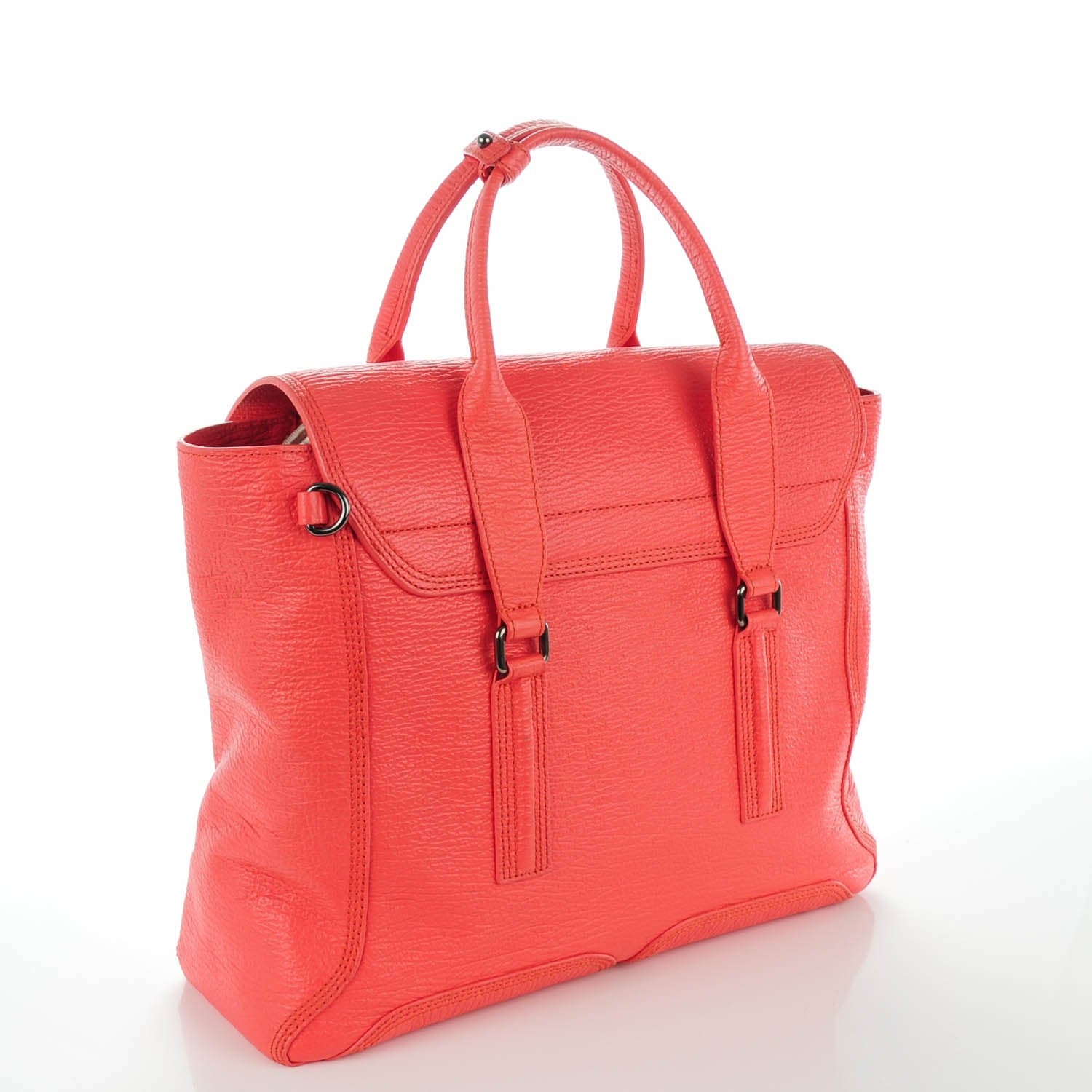 3.1 Phillip Lim 3.1 Textured Calfskin Large Pashli Satchel Coral 3 of 7
