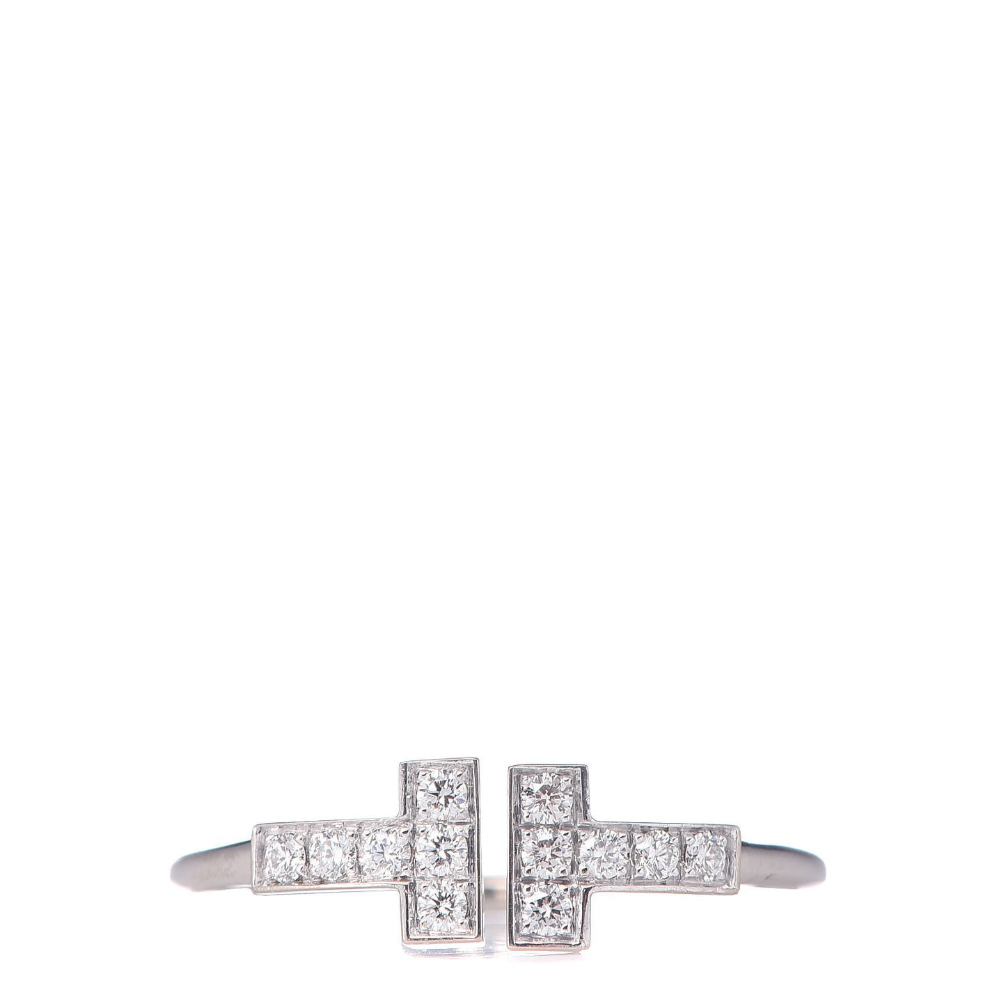 18K White Gold Diamond T Wire Ring 52 6