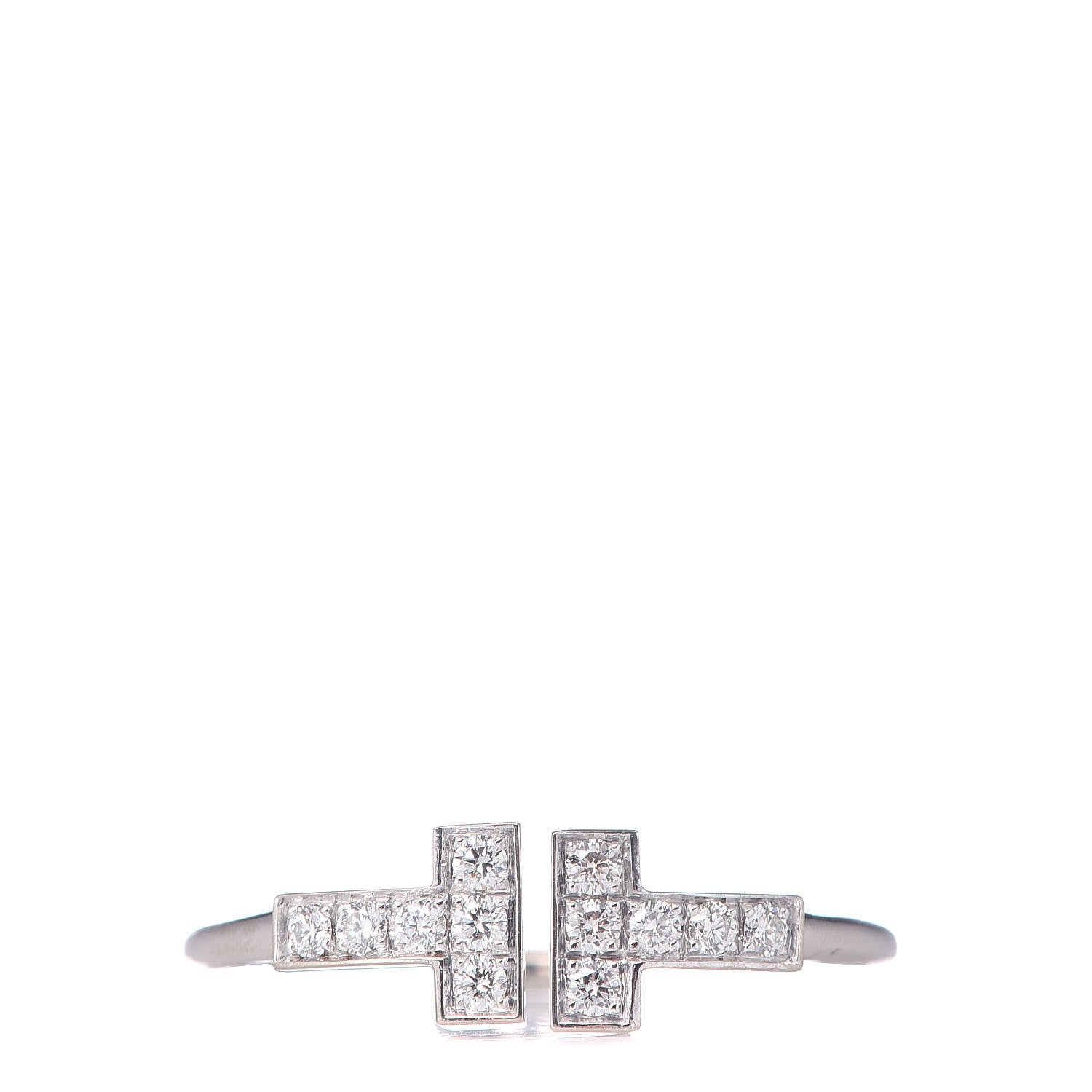 Tiffany 18K White Gold Diamond T Wire Ring 52 6 1 of 4
