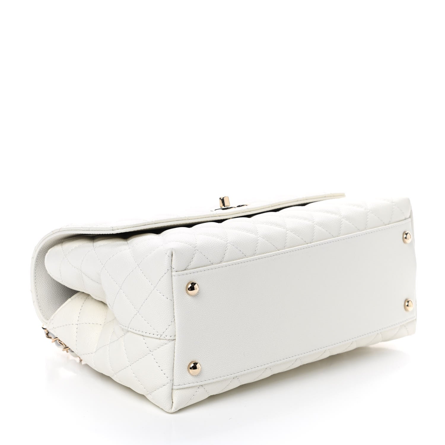 Chanel Caviar Quilted Small Coco Handle Flap White 4 of 11