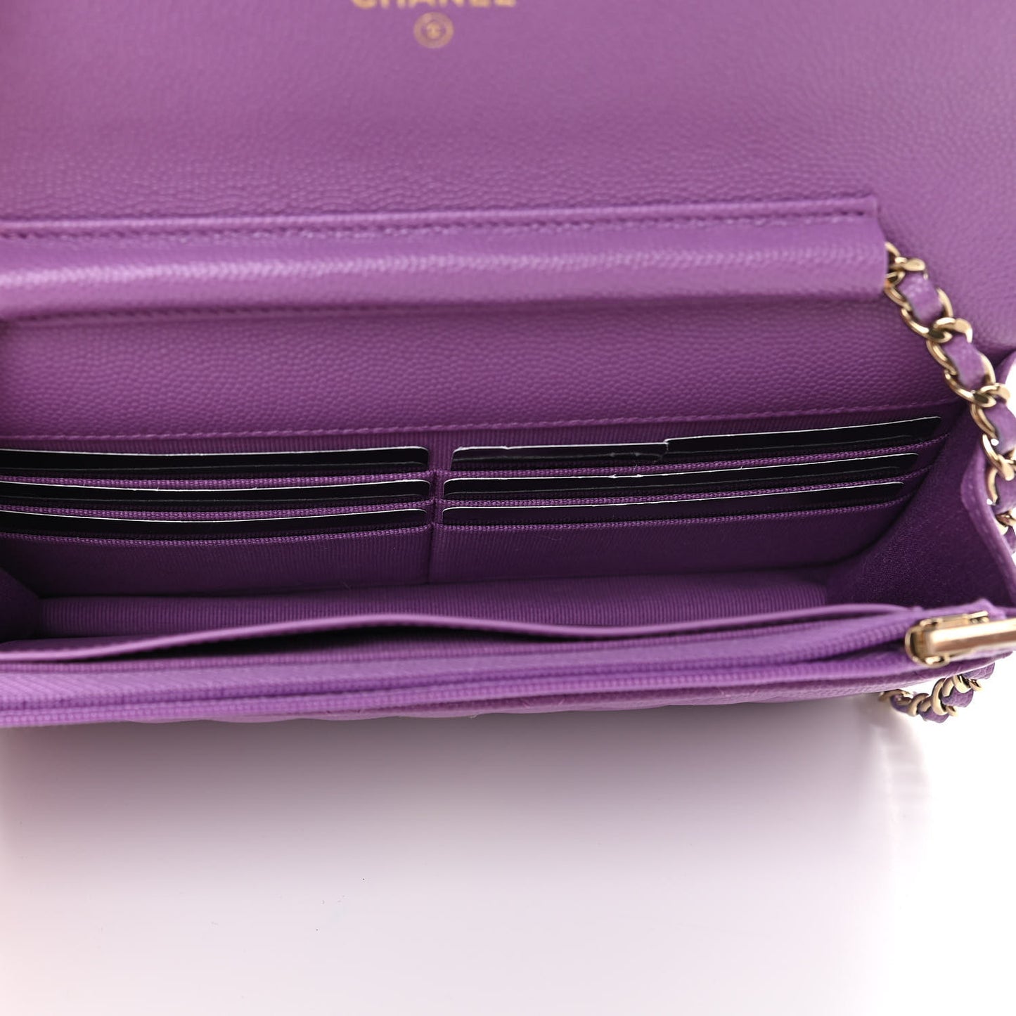 Caviar Quilted Wallet On Chain WOC Purple