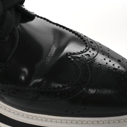 Prada Spazzolato Wingtip Brogue Platform Derby 39.5 Black 11 of 12